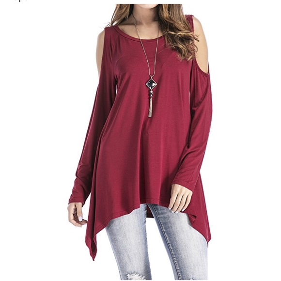 Beautiful women cold shoulder long sleeve top - Picture 2 of 4